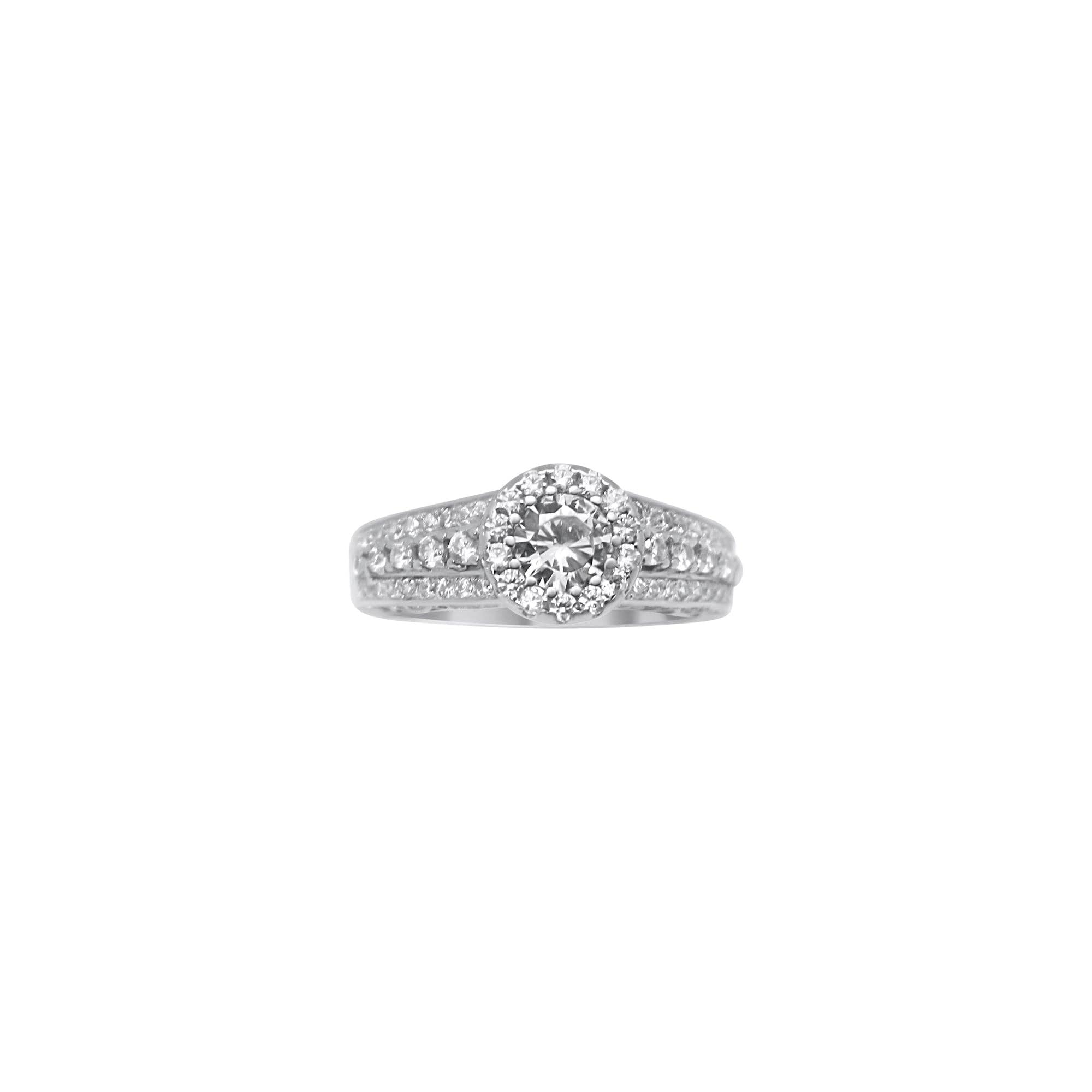 Sterling Silver Halo Wedding/Engagement Ring