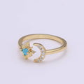 14K Gold Filled Open Moon & Star Ring