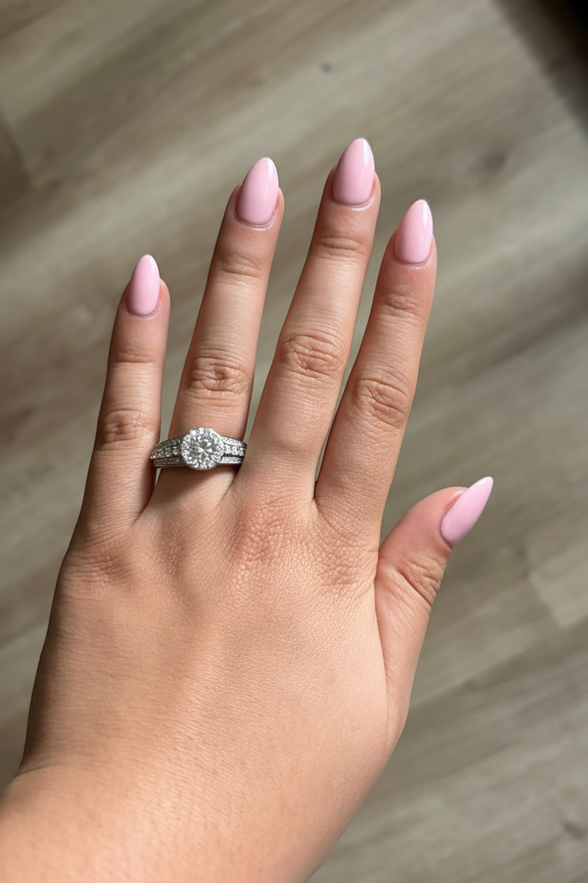 Sterling Silver Halo Wedding/Engagement Ring
