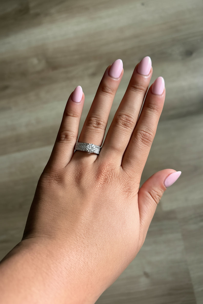 Sterling Silver Thick CZ Wedding/Engagement Ring