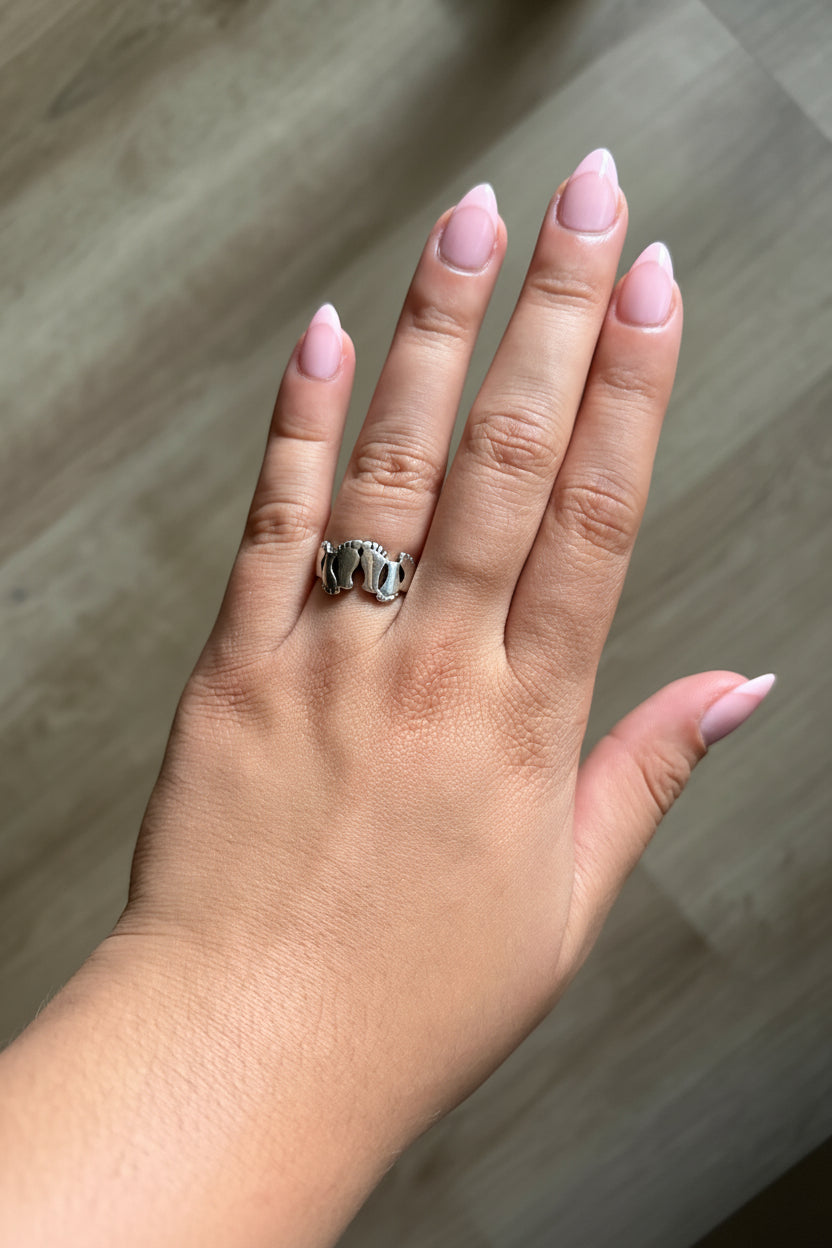 Sterling Silver Baby Feet Ring