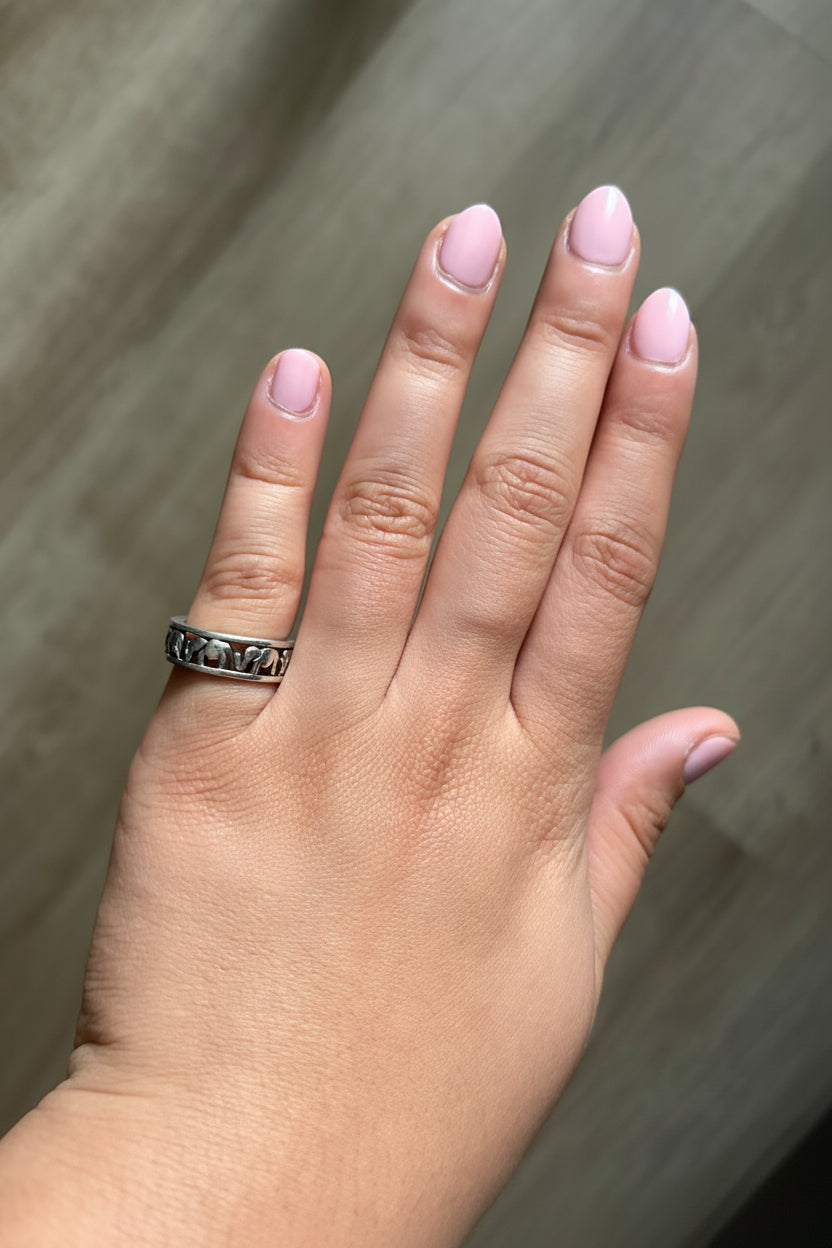 Sterling Silver Band Elephant Ring