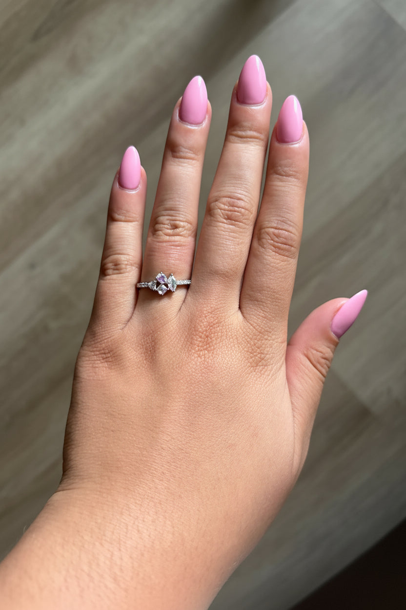 Sterling Silver Rainbow Cystral Ring