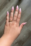 Filled Heart Ribbon Dainty Ring