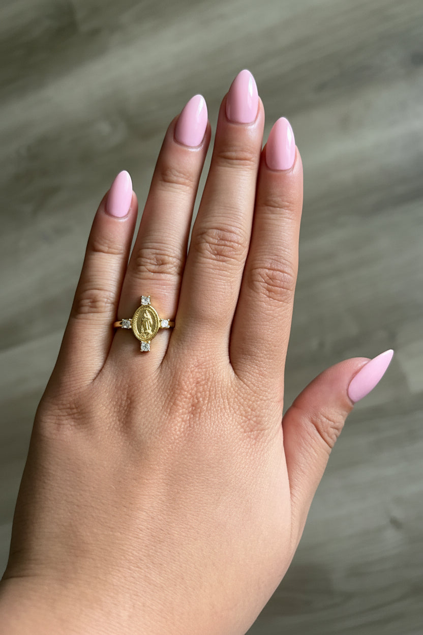 24K Gold Filled Oval Lady Guadalupe Ring