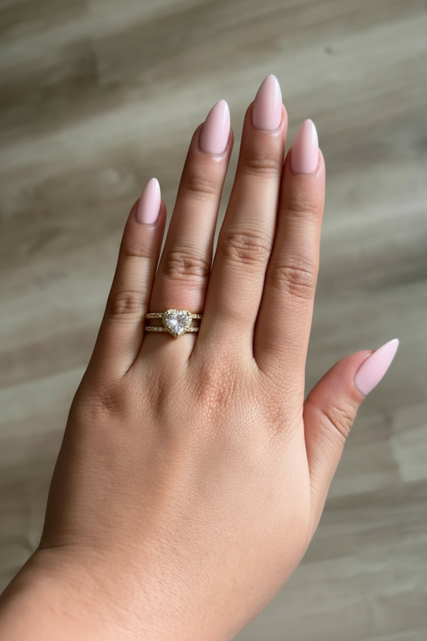Heart Micro Paved Double Band Ring