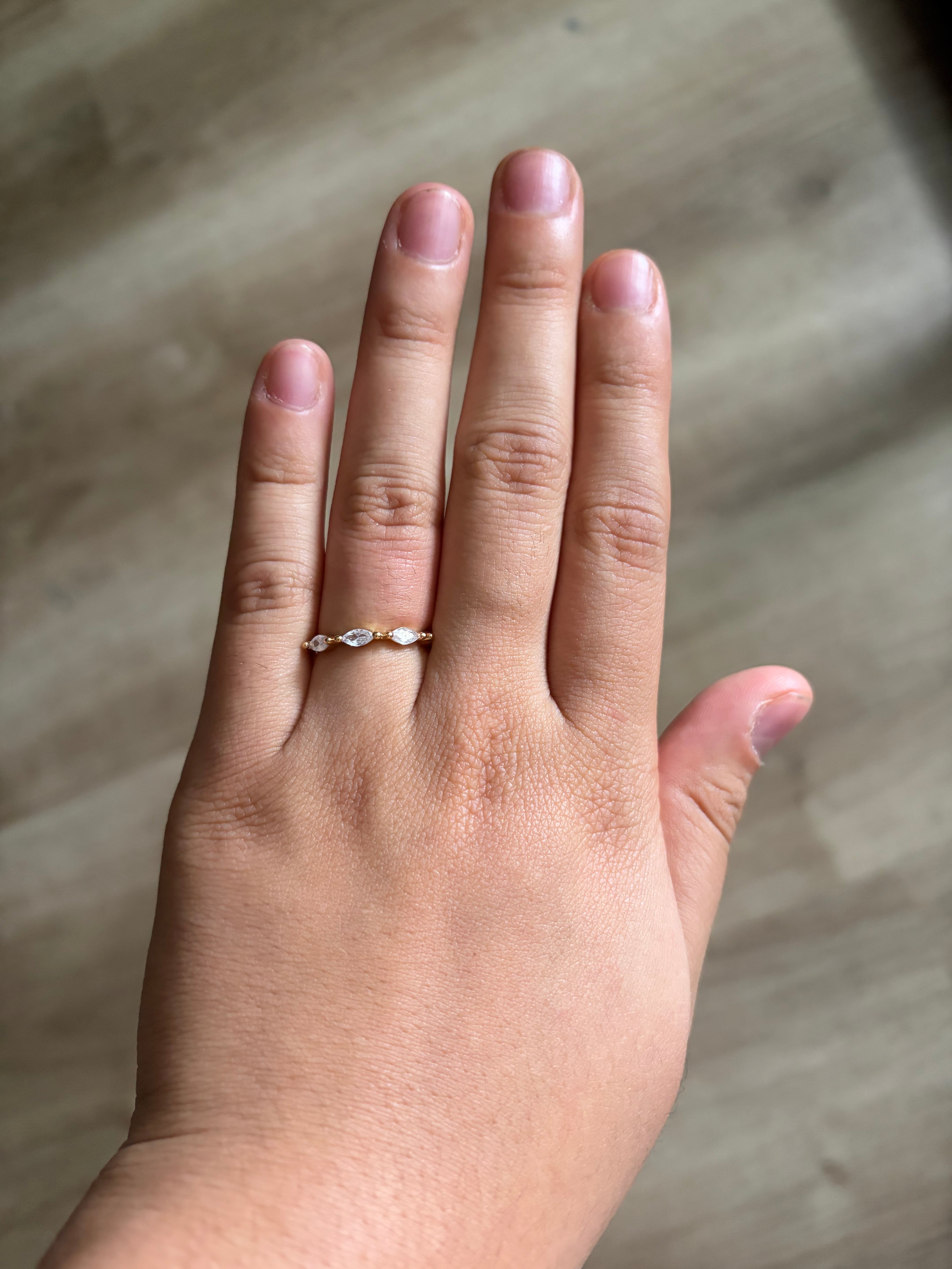 Clear Ellipse Crystal Gold Filled Ring