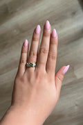 Green Quatrefoil Lined Ring
