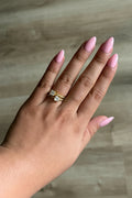 Square Micro Paved Geometric Double Band Ring