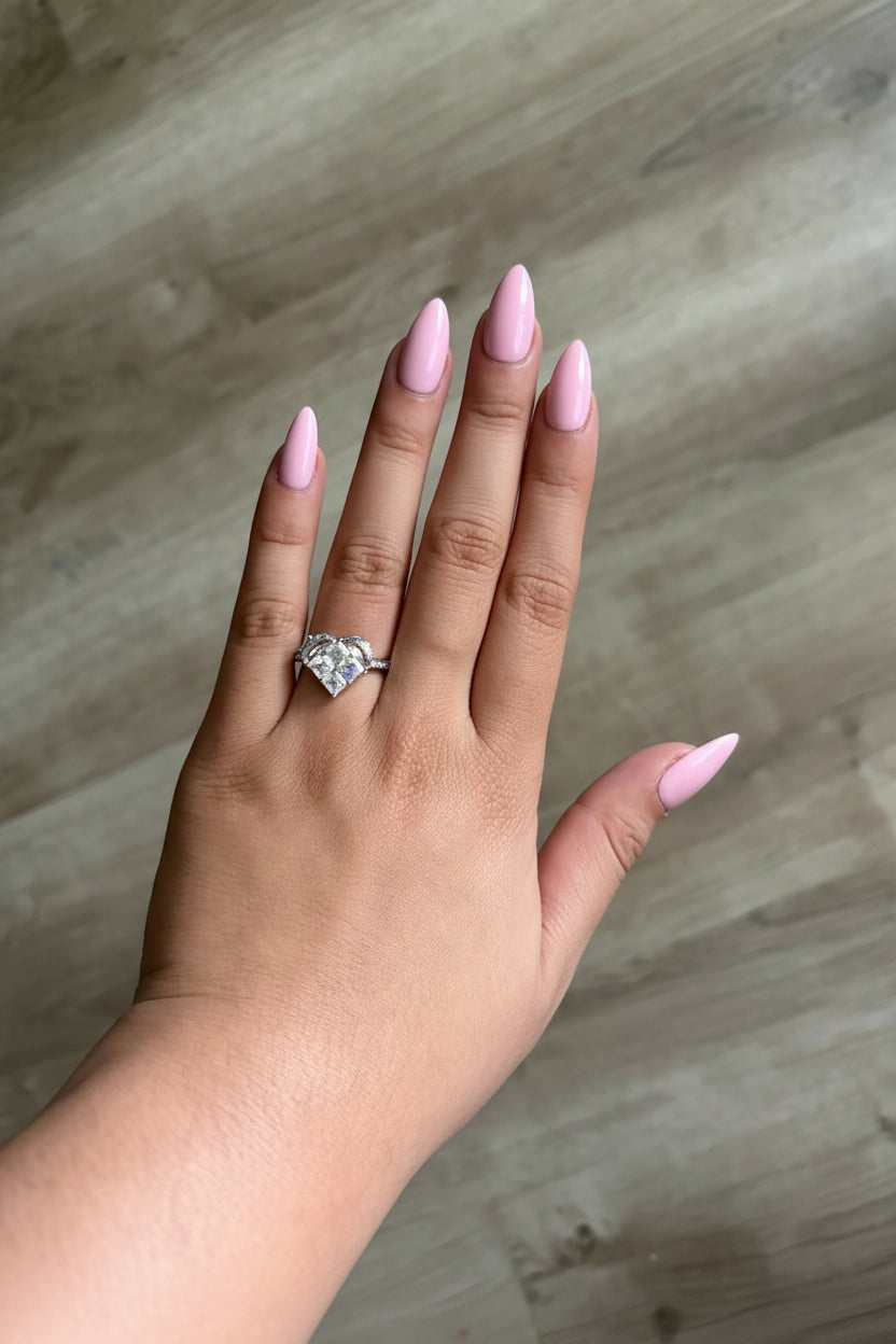 Clear Heart Micro Paved Adjustable Ring