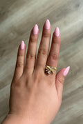 Dainty Ribbon Ring, Gold Band Bow Ring