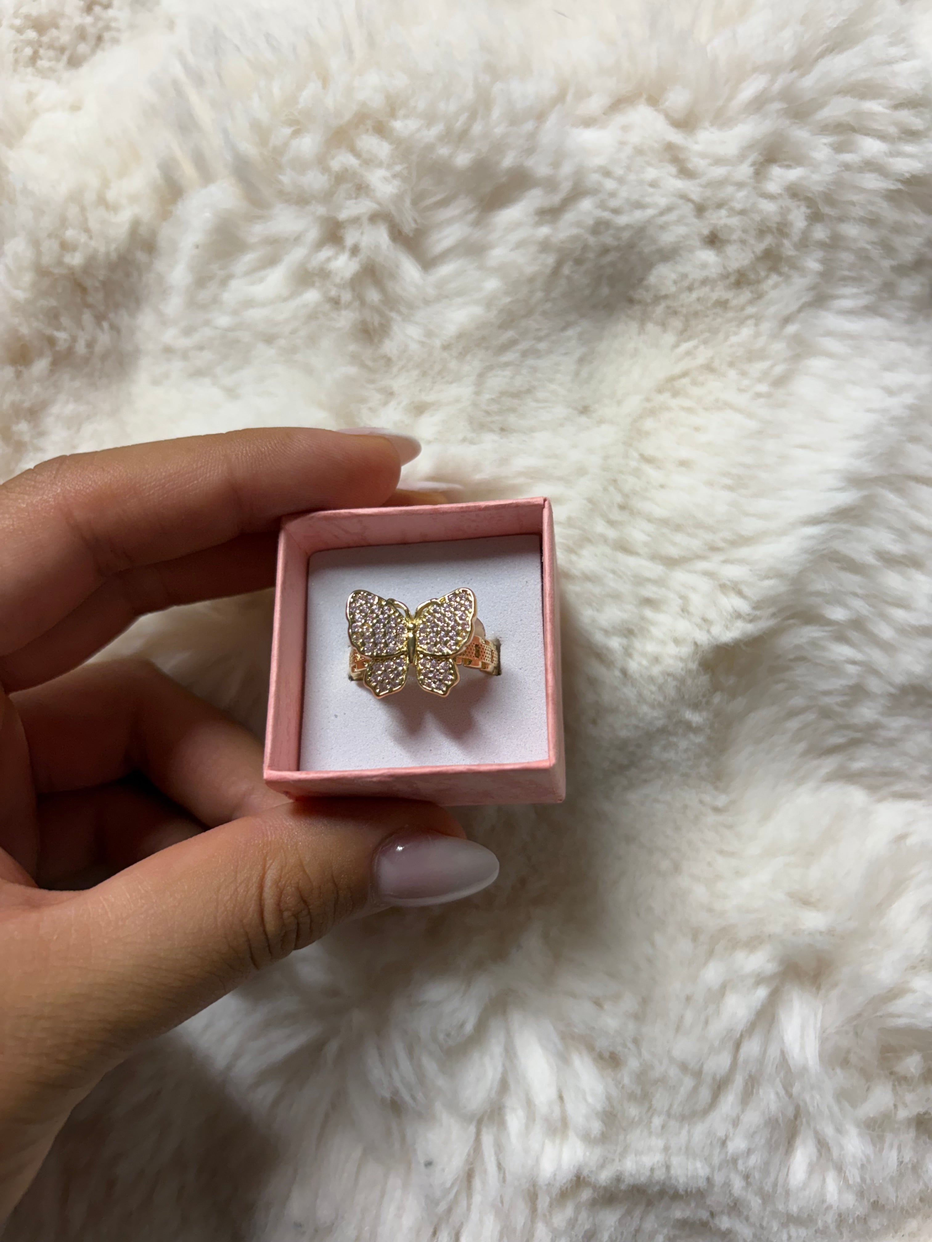 PINK BUTTERFLY ROLEX RING