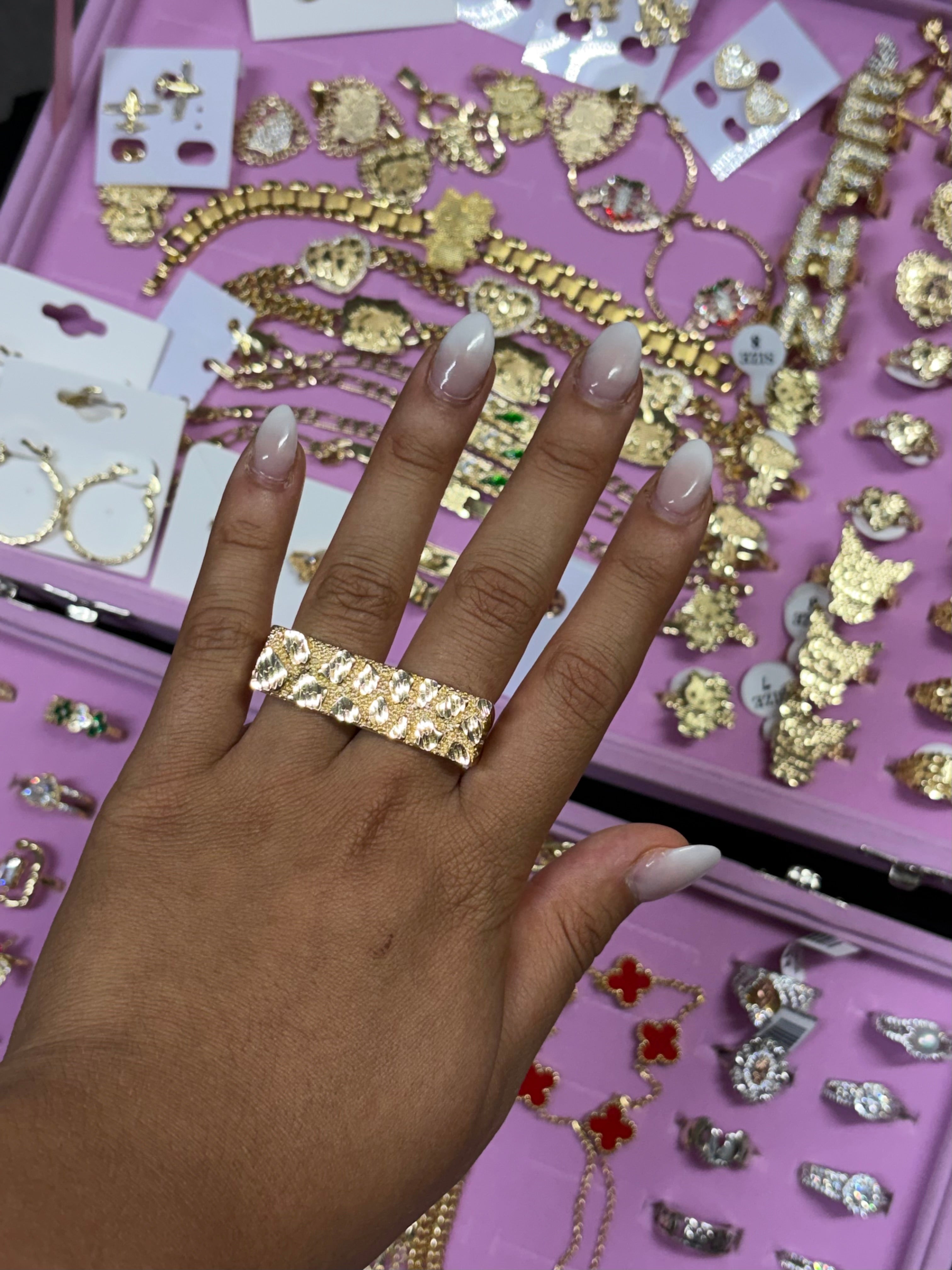 SQUARE NUGGET DOUBLE RING