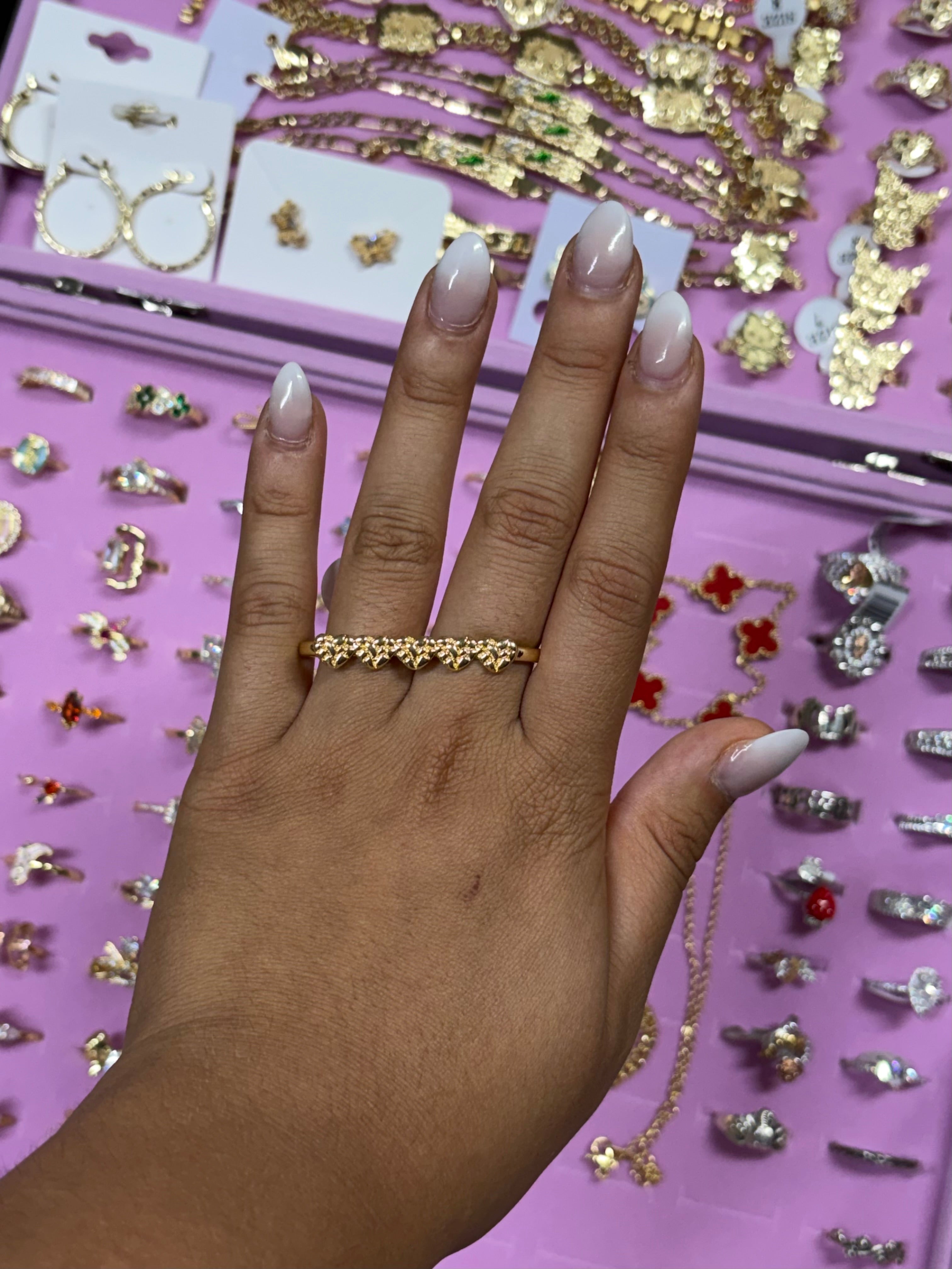 NUGGET HEART DOUBLE RING