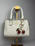 WHITE BIG HANDBAG WITH CHERRY