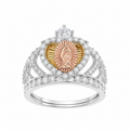 Sterling Silver Mother Mary Heart Crown Ring
